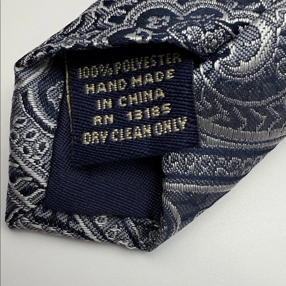 U.S. Polo Assn. Navy & Silvery Gray Paisley Hand Made Tie,Office,Formal